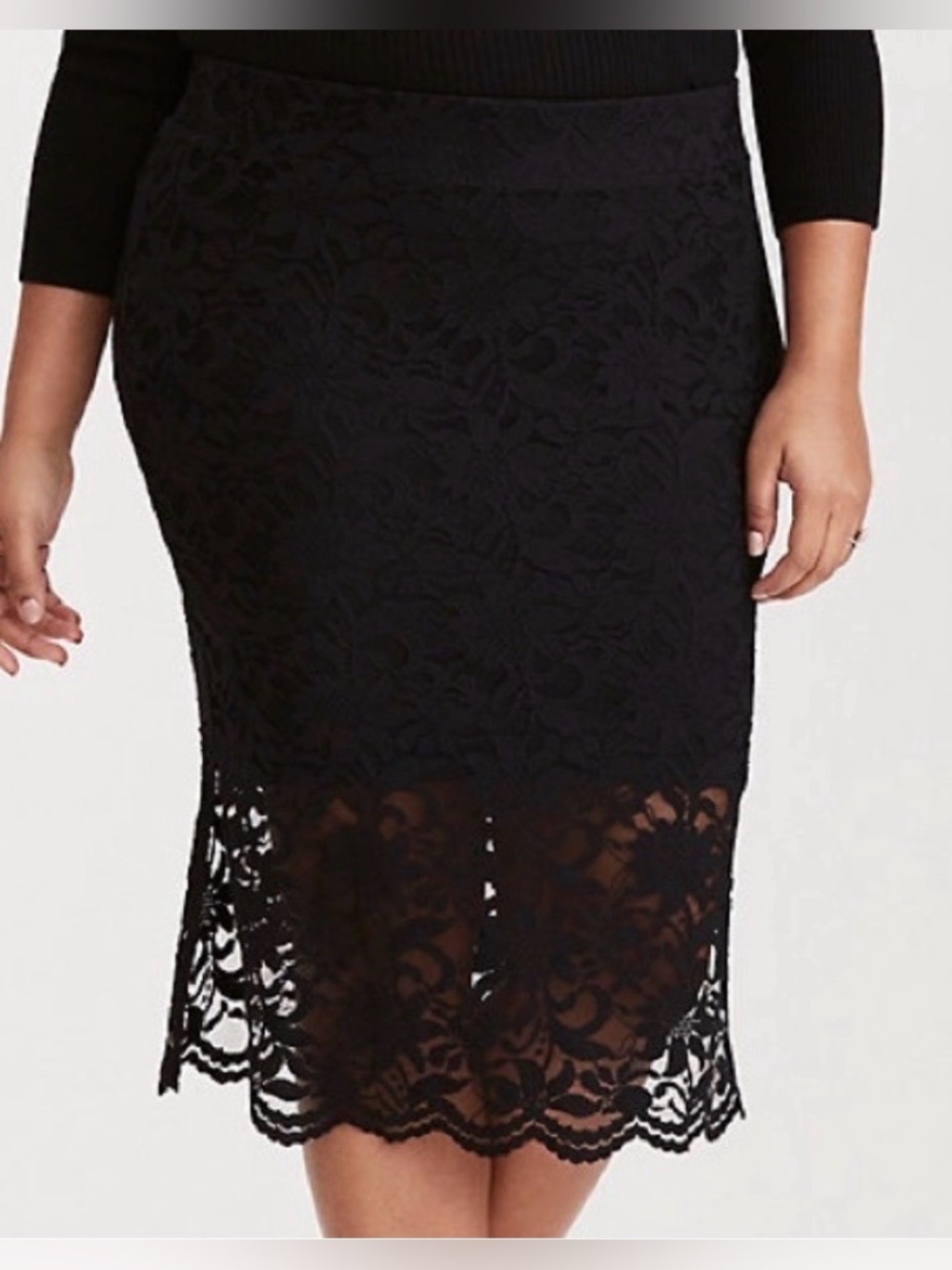 Torrid Black Stretch Lace Pencil Skirt